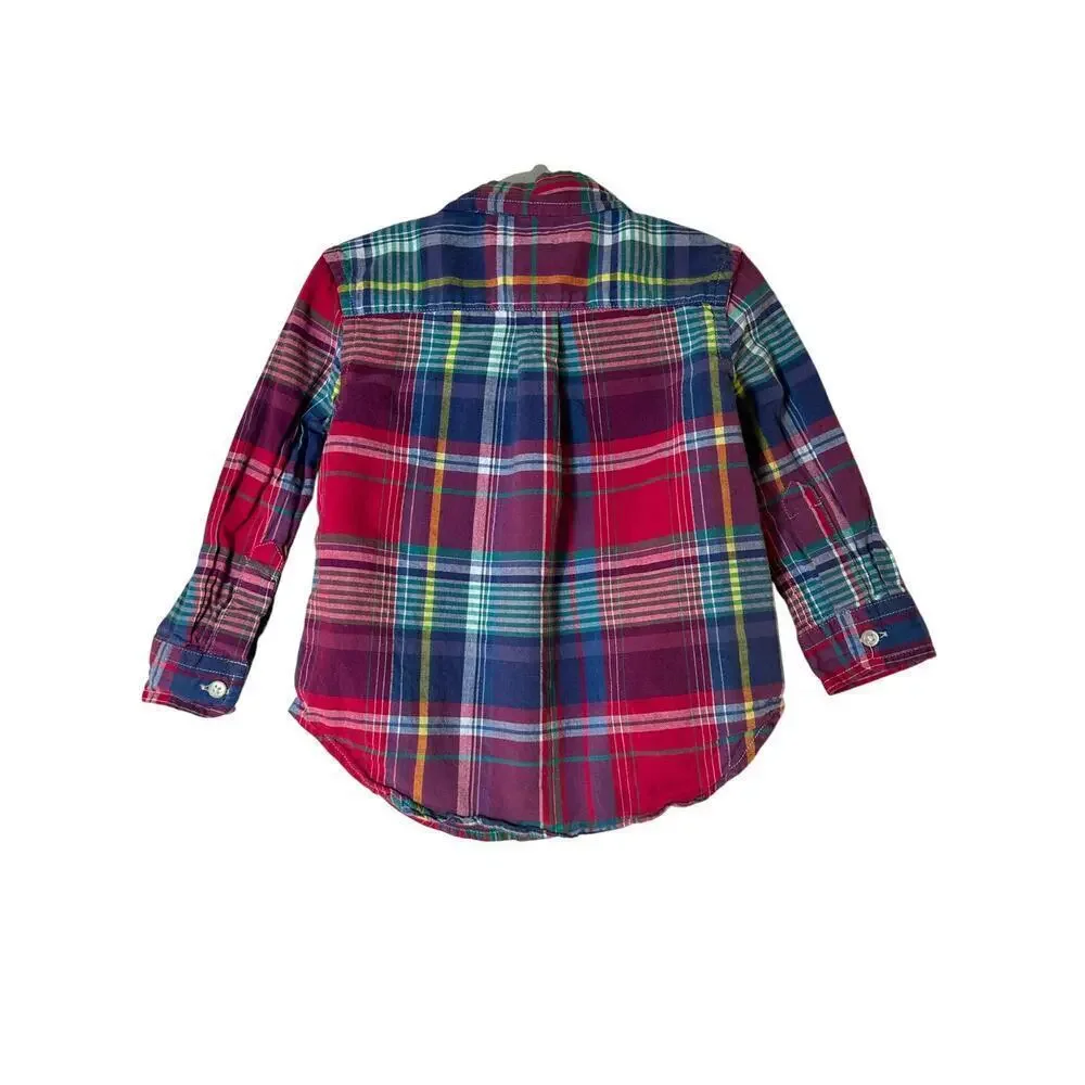 RALPH LAUREN Boy’s (2) Plaid Button Down Ling Sleeve Shirts / Size: 18 Months